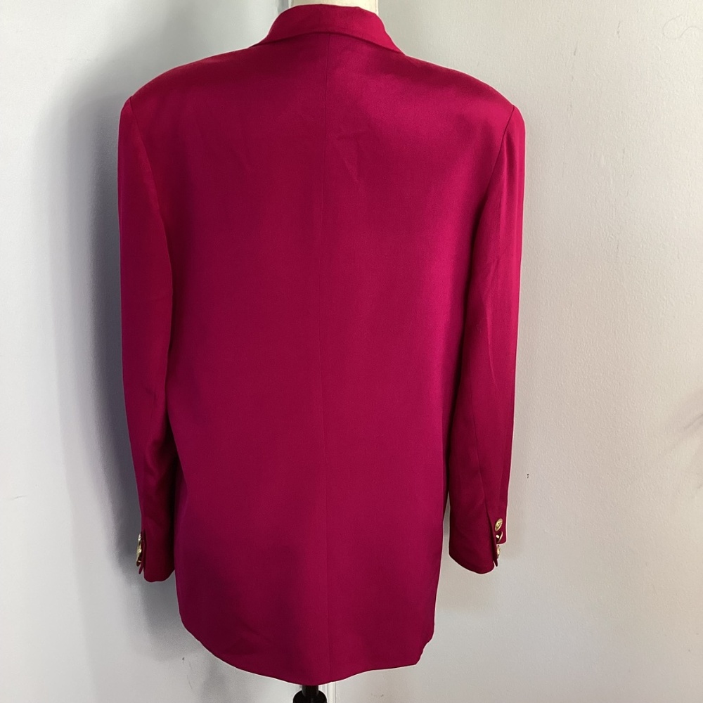 TALBOTS SIZE 10 FUCHSIA 100% SILK BLAZER JACKET CLASSIC ELEGANT FEMININE - Picture 4 of 11